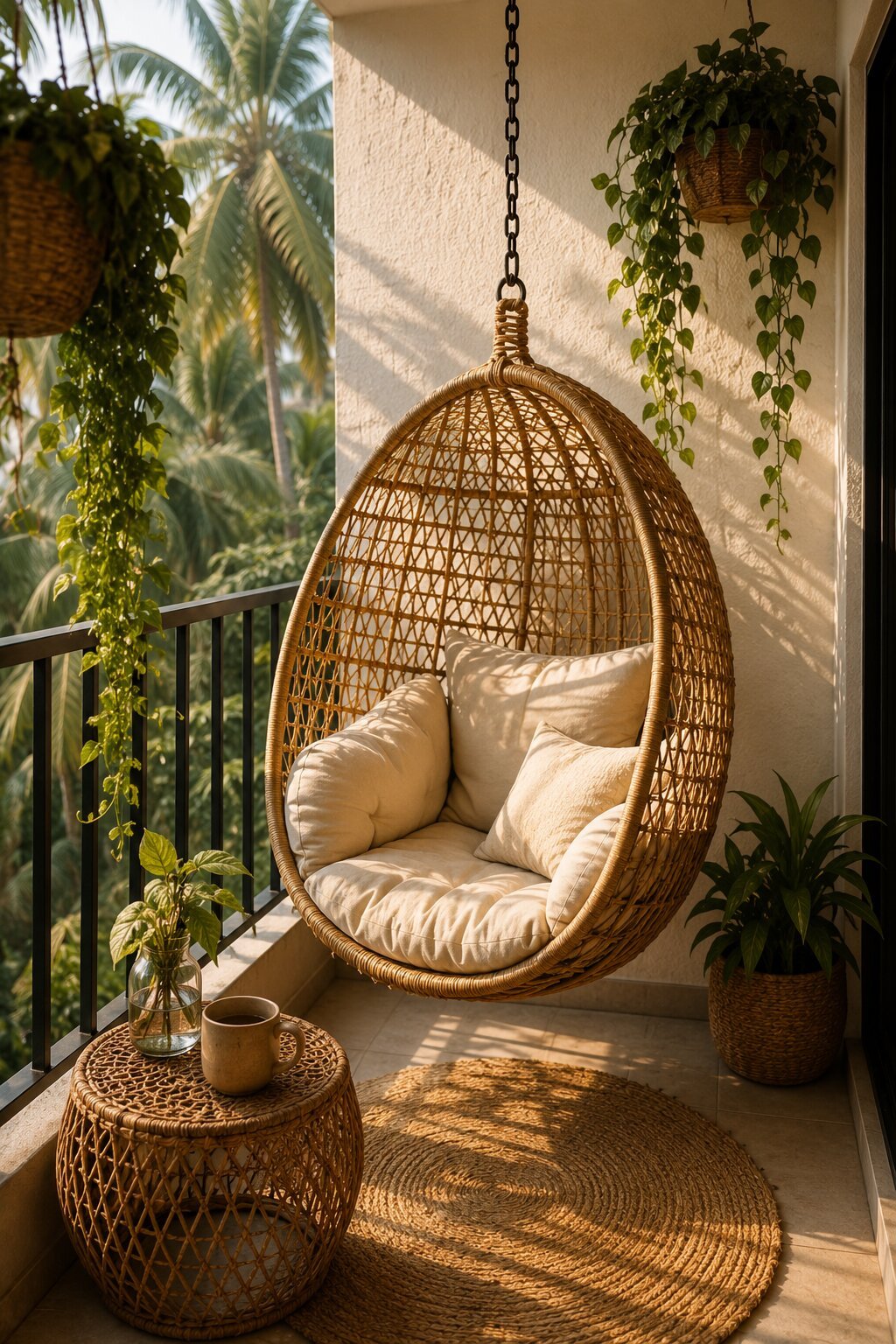 A Hanging Egg Chair or Hammock Swing