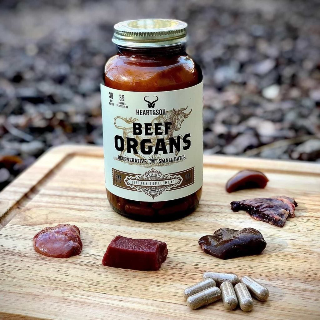 Heart & Soil 100% Grass Fed & Finished Beef Organs (Liver, Heart, Kidney, Pancreas & Spleen), 180 capsules