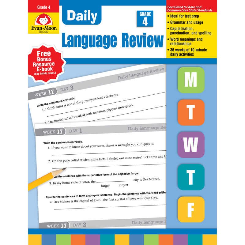 Evan-Moor Daily Language Review workbook cover, Grade 4 edition