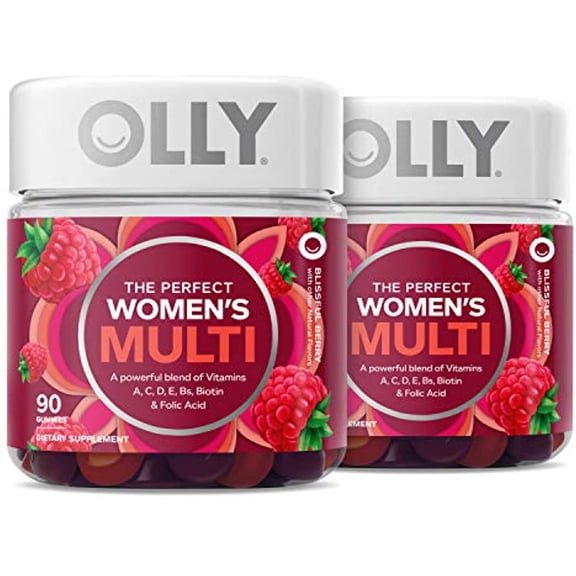 OLLY The Perfect Women's Multi gummies, two 90-count bottles in Blissful Berry