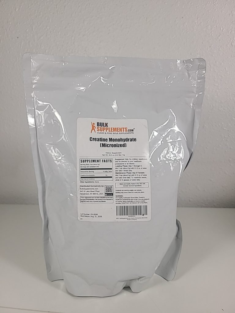 BulkSupplements creatine monohydrate powder pouch