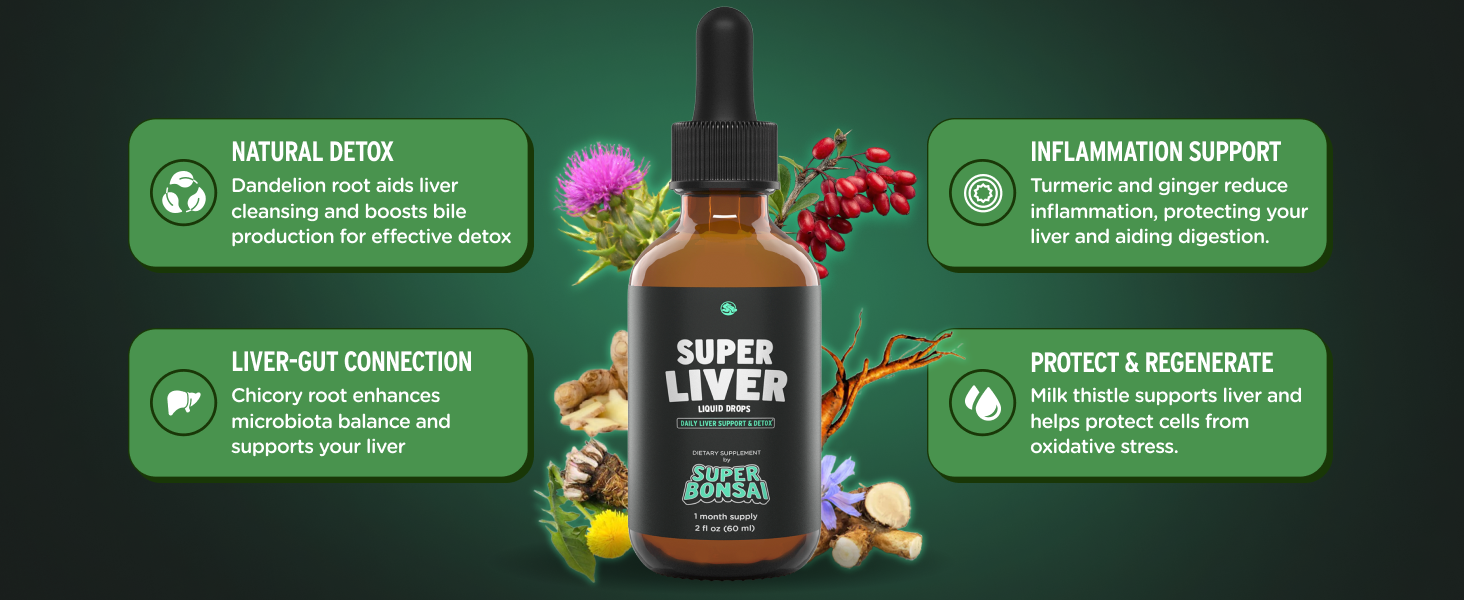 SuperBonsai Super Liver liquid herbal supplement bottle