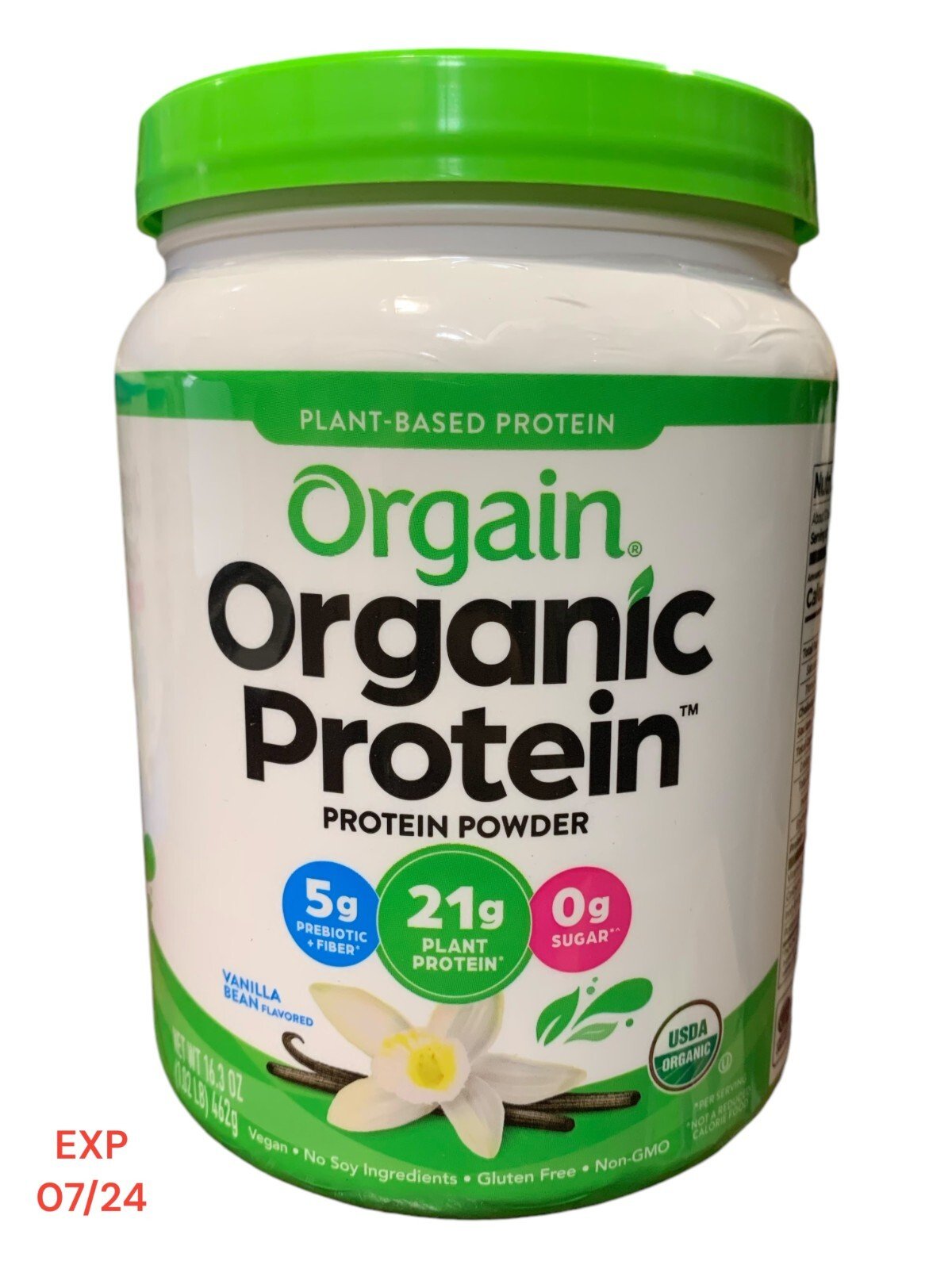 Orgain Organic Protein powder tub