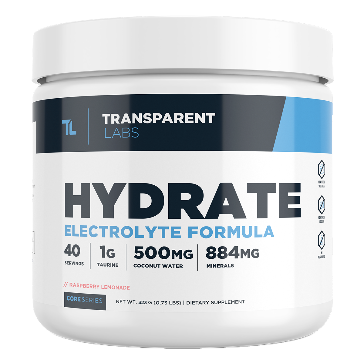 Transparent Labs Hydrate Raspberry Lemonade tub