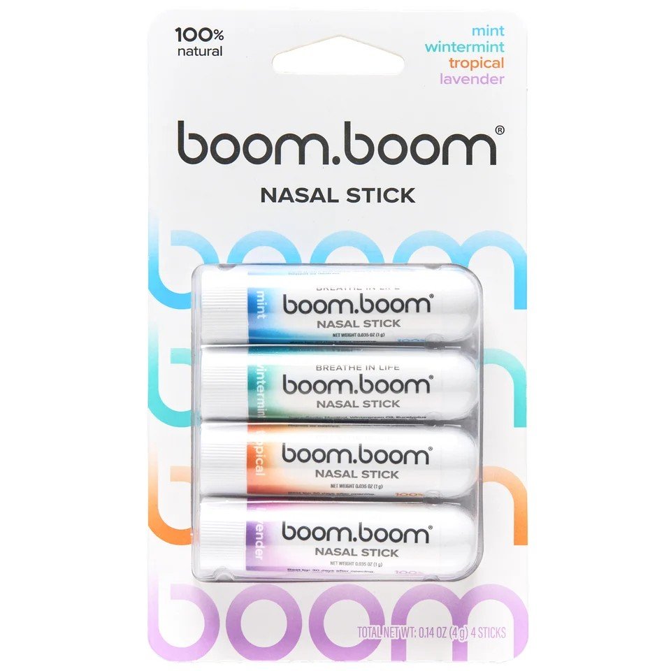 BoomBoom Nasal Stick 4-Pack (Mint, Wintermint, Tropical, Spearmint)