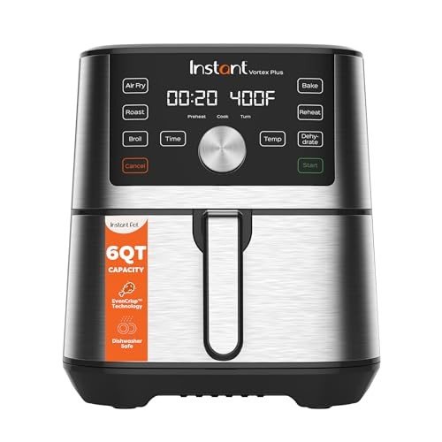 Instant Vortex Plus 6QT Air Fryer, 6-in-1, Stainless Steel