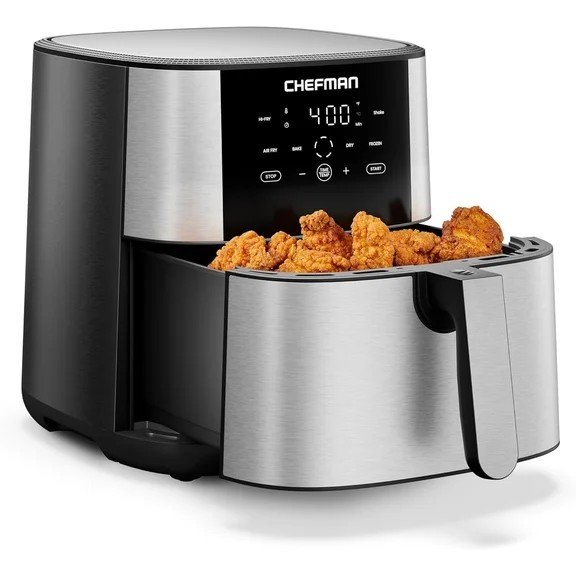 Chefman TurboFry Touch Air Fryer, XL 8-Qt Family Size, Stainless Steel