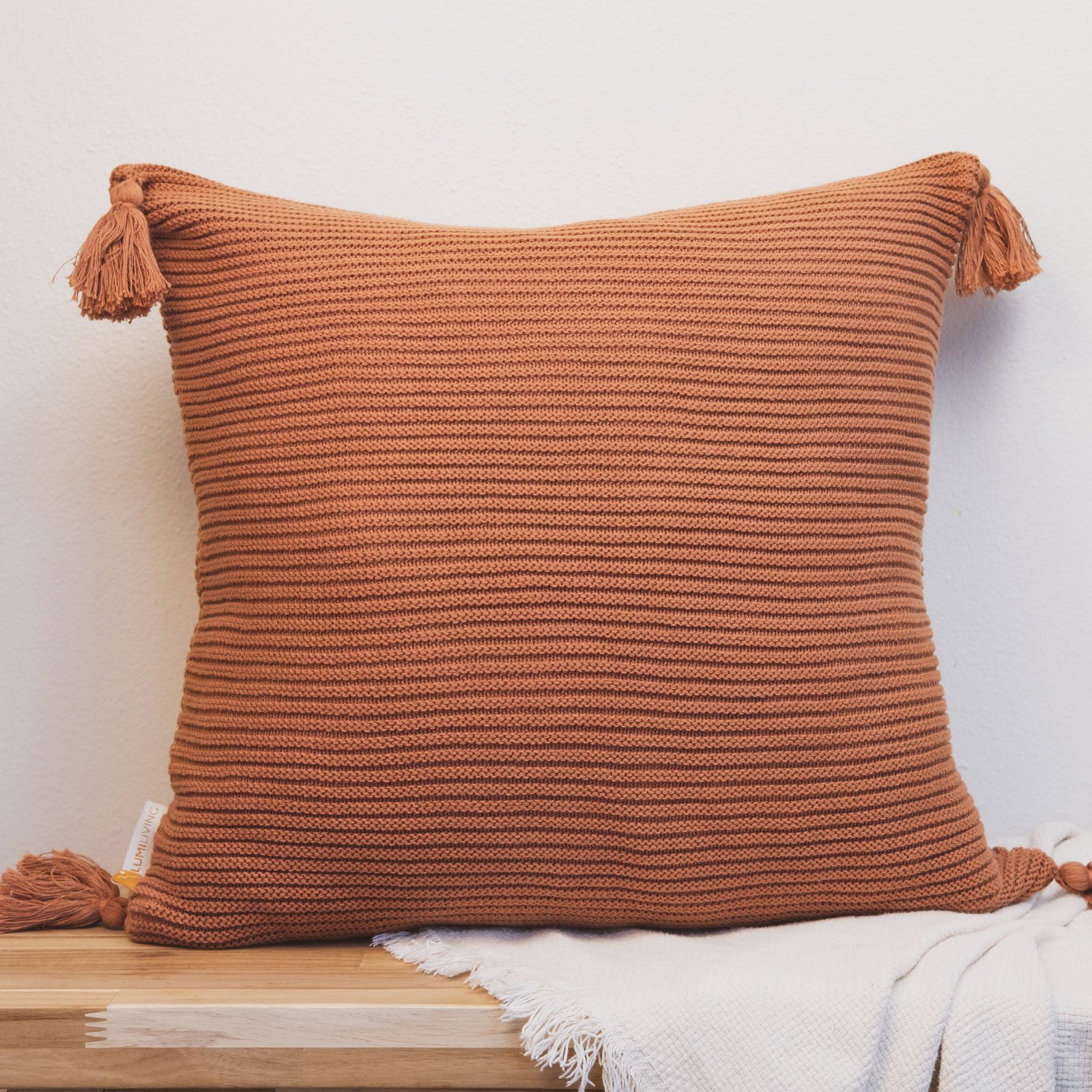 Lumi Living 14x36 Boho Cotton Knit Lumbar Pillow Cover