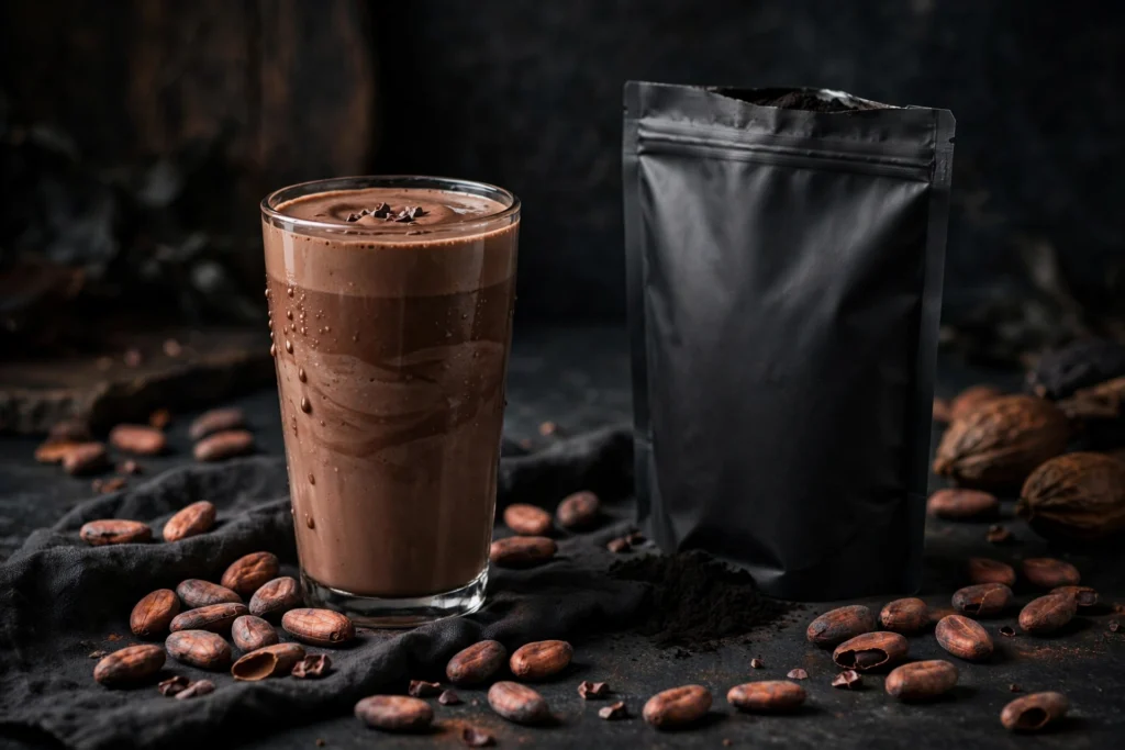 Truvani vegan pea protein powder chocolate tub